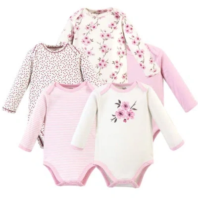 Touched By Nature Babies'  Little Soft Organic Cotton Long-sleeve One-piece Essentials In Pink