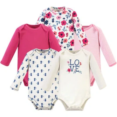 Touched By Nature Babies'  Little Soft Organic Cotton Long-sleeve One-piece Essentials In Pink
