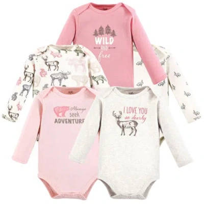 Touched By Nature Babies'  Little Soft Organic Cotton Long-sleeve One-piece Essentials In Pink