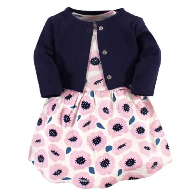 Touched By Nature Babies'  Organic Cotton Dress And Cardigan In Blue