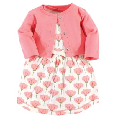 Touched By Nature Babies'  Organic Cotton Dress And Cardigan In Blue