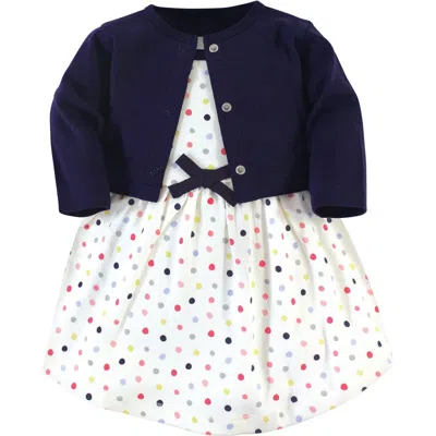 Touched By Nature Babies'  Organic Cotton Dress And Cardigan In Blue