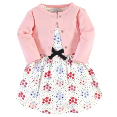 Touched By Nature Babies'  Organic Cotton Dress And Cardigan In Multi