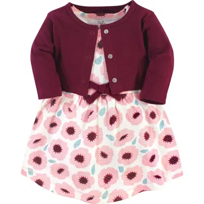 Touched By Nature Babies'  Organic Cotton Dress And Cardigan In Multi