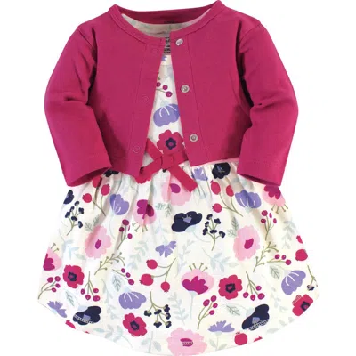 Touched By Nature Babies'  Organic Cotton Dress And Cardigan In Pink
