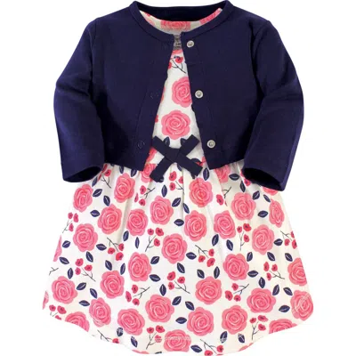 Touched By Nature Babies'  Organic Cotton Dress And Cardigan In Multi