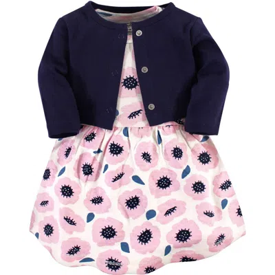 Touched By Nature Babies'  Organic Cotton Dress And Cardigan In Multi