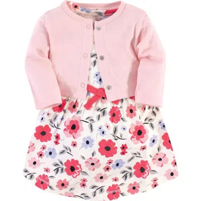 Touched By Nature Babies'  Organic Cotton Dress And Cardigan In Multi