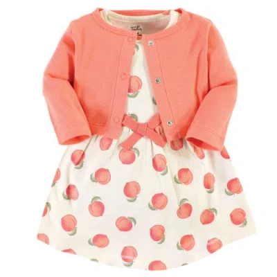 Touched By Nature Babies'  Organic Cotton Dress And Cardigan In Pink