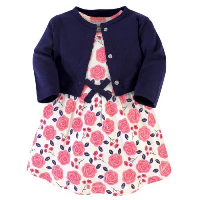Touched By Nature Babies'  Organic Cotton Dress And Cardigan In Pink