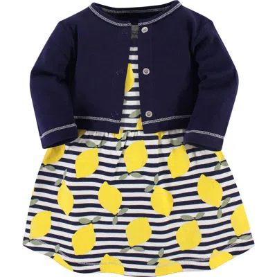 Touched By Nature Babies'  Organic Cotton Dress And Cardigan In Multi