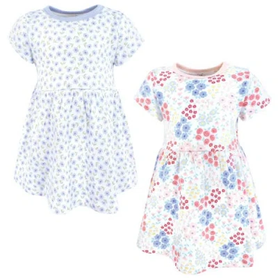 Touched By Nature Babies'  Organic Cotton Dresses Featuring Both Short And Long Sleeves In Blue