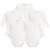Touched By Nature Organic Cotton Long-sleeve Bodysuits In White