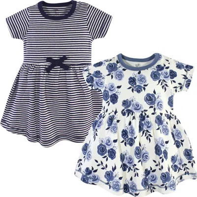Touched By Nature Kids'  Organic Cotton Short-sleeve And Long-sleeve Dresses In Blue