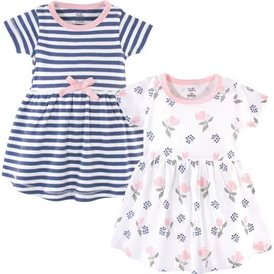Touched By Nature Kids'  Organic Cotton Short-sleeve And Long-sleeve Dresses In Blue
