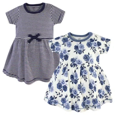 Touched By Nature Babies'  Organic Cotton Short-sleeve And Long-sleeve Dresses In Blue
