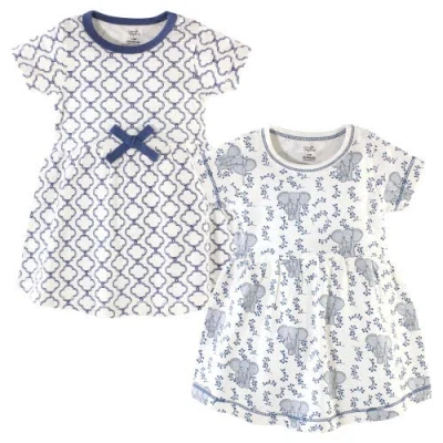 Touched By Nature Babies'  Organic Cotton Short-sleeve And Long-sleeve Dresses In Blue