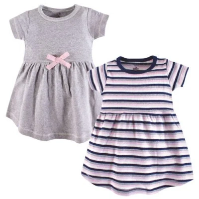 Touched By Nature Babies'  Organic Cotton Short-sleeve And Long-sleeve Dresses In Gray