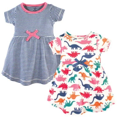 Touched By Nature Babies'  Organic Cotton Short-sleeve And Long-sleeve Dresses In Multi