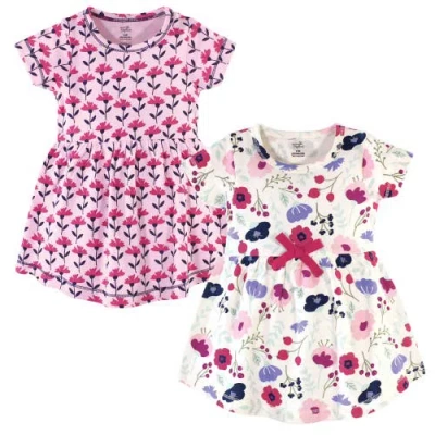 Touched By Nature Babies'  Organic Cotton Short-sleeve And Long-sleeve Dresses In Multi