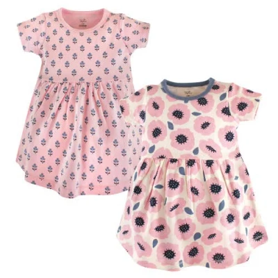 Touched By Nature Babies'  Organic Cotton Short-sleeve And Long-sleeve Dresses In Pink