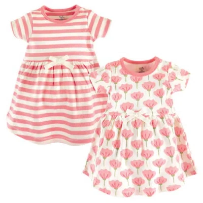 Touched By Nature Babies'  Organic Cotton Short-sleeve And Long-sleeve Dresses In Pink
