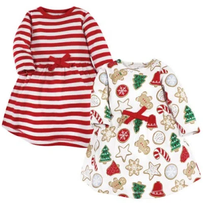 Touched By Nature Babies'  Organic Long-sleeve Dress Pair In Burgundy