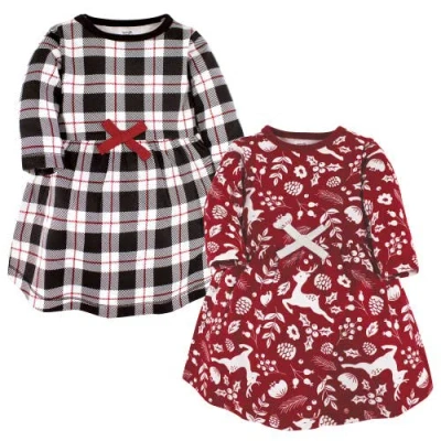 Touched By Nature Babies'  Organic Long-sleeve Dress Pair In Burgundy