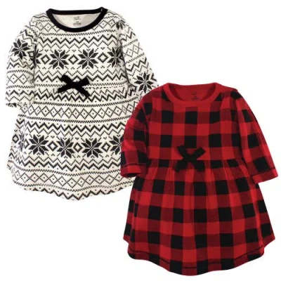 Touched By Nature Babies'  Organic Long-sleeve Dress Pair In Multi