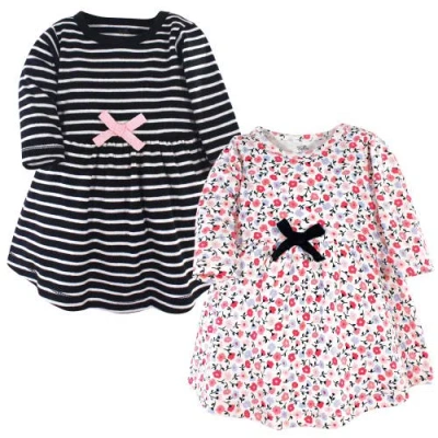 Touched By Nature Babies'  Organic Long-sleeve Dress Pair In Multi