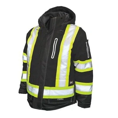 Pre-owned Tough Duck Hi-vis Parka,black,xl Size S18711  S18711 Xl 770167773856