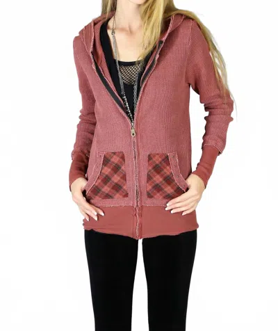 Tough Luv 90's Seattle Thermal Tunic Hoodie In Vintage Burgundy Red In Brown