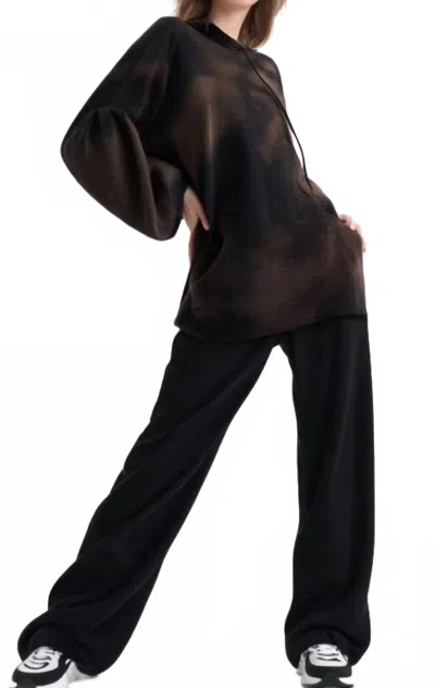 Tough Luv Bleached Bell Sleeve Hoodie In Black In Brown