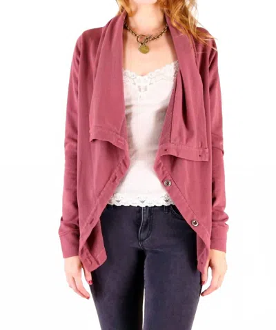 Tough Luv Cascade Button Up Cardigan In Vintage Burgundy In Pink