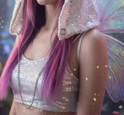 Tough Luv Festival Fairy Hood In White Pink With Silver Hardware In Multi
