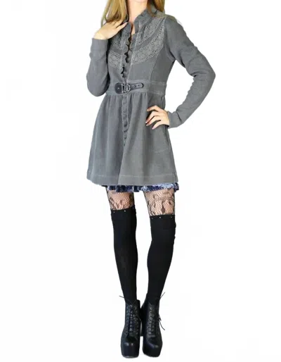 Tough Luv Sgt. Pepper Thermal Boho Jacket In Charcoal Gray In Grey