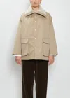 Toujours Boa High Neck Cotton Jacket In Neutral