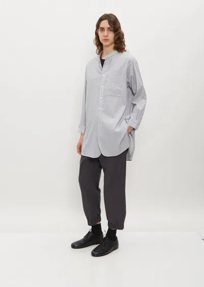 Toujours Classic Band Collar Shirt In Gray Small Plaid