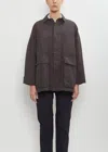 Toujours Cotton Blend Coverall Jacket In Charcoal Brown