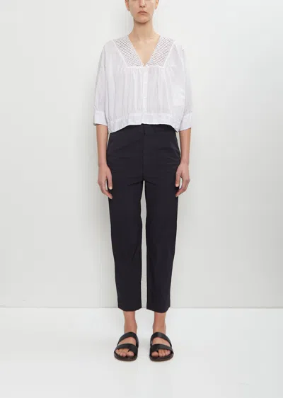 Toujours Cotton Blend Narrow Easy Trousers In Black Navy
