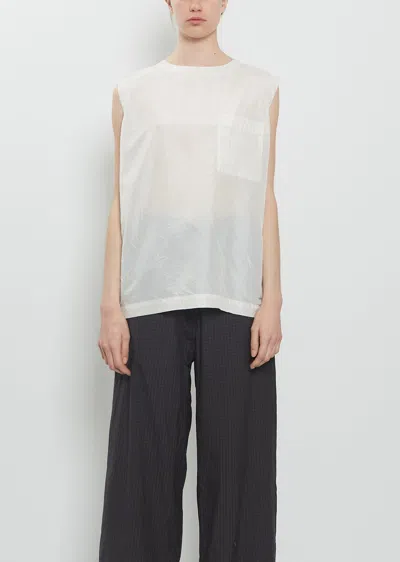Toujours Pocket Big Tank Silk Shirt In White