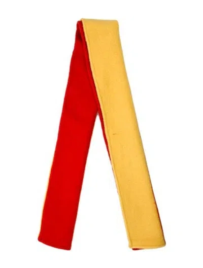 Pre-owned Toujours Wool Colorblock Pattern Scarf In Yellow