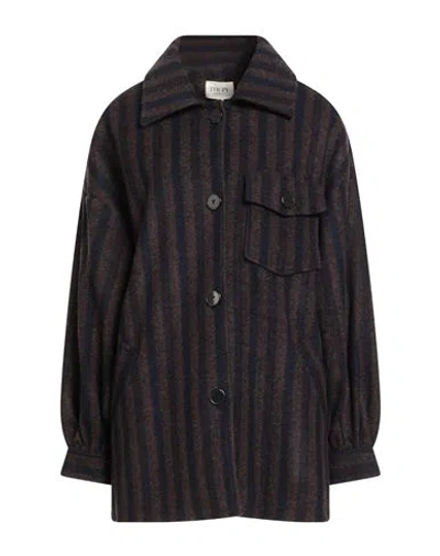 Toupy Woman Coat Brown Size S Wool, Acrylic, Polyester In Gray