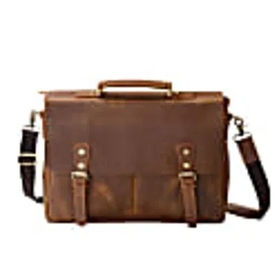 Touri 16 Inches Genuine Leather Briefcase In Vintage Brown