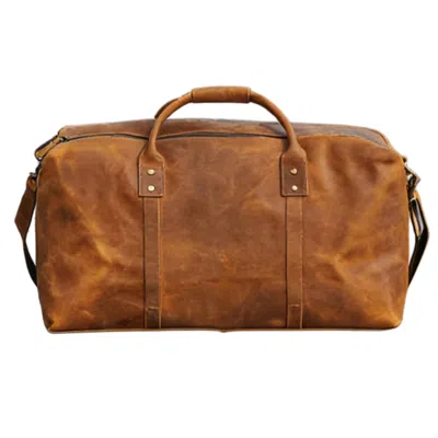 Touri Genuine Leather Luggage Travel Bag - Brown