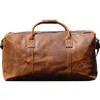 Touri Genuine Leather Weekender Holdall Luggage Bag - Brown