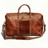 Touri Men's Brown Genuine Leather Duffel With Zip Pocket In Brown