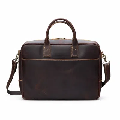 Touri Men's Brown Genuine Leather Minimalist Laptop Bag