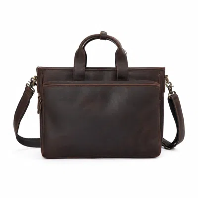 Touri Men's Brown Genuine Leather Urban Business Laptop Bag
