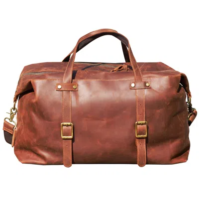 Touri Men's Brown Large Genuine Leather Holdall Weekender